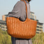 Hand Woven Genuine Leather Shopping Bag, thumbnail 3 of 12