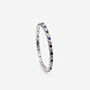 Thin Silver Stacking Ring For Women With Blue Stones, thumbnail 3 of 4