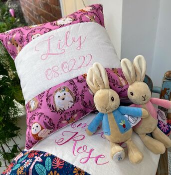 Pink Woodland Creatures Name Cushion, 4 of 6