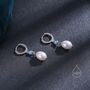 Sterling Silver Genuine Freshwater Pearl And Blue Opal Huggie Hoop Earrings, thumbnail 3 of 10