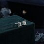 Sterling Silver 0.Eight Ct Emerald Cut Moissanite Diamond Stud Earrings, thumbnail 5 of 11
