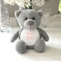 Personalised Born In 2026 Grey Teddy Bear – New Baby Arrival Gift, thumbnail 7 of 8