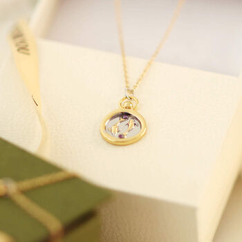 Zodiac Star Sign Disc Shaped Necklace – 12 Signs, 2 of 12
