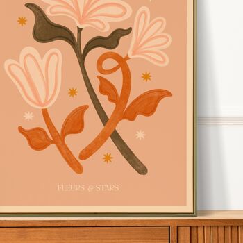 ‘Fleurs And Stars One’, Bohemian Floral Art Print, 5 of 7