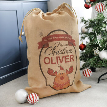 Personalised Christmas Reindeer Hessian Sack, 3 of 3