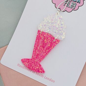 Pink Retro Milkshake Glitter Resin Christmas Decoration, 3 of 4