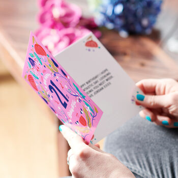Floral 21st Birthday Age Card Sent Direct, 2 of 3