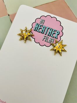 Star Glitter Resin Stud Earrings – Double Star Statement Stud Glitter Resin Earrings, 3 of 8