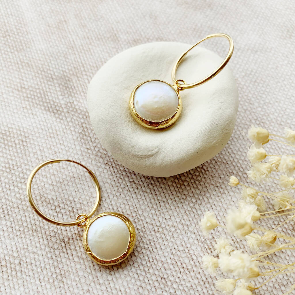 Organic Pearl 14k Gold Fill Hoop Earrings By Lucent Studios ...