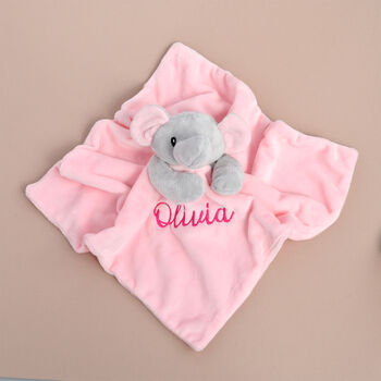 Personalised Pink Elephant Baby Comforter, 7 of 8