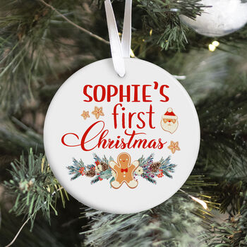 Personalised First Christmas Ceramic Ornament With Name, 2 of 7