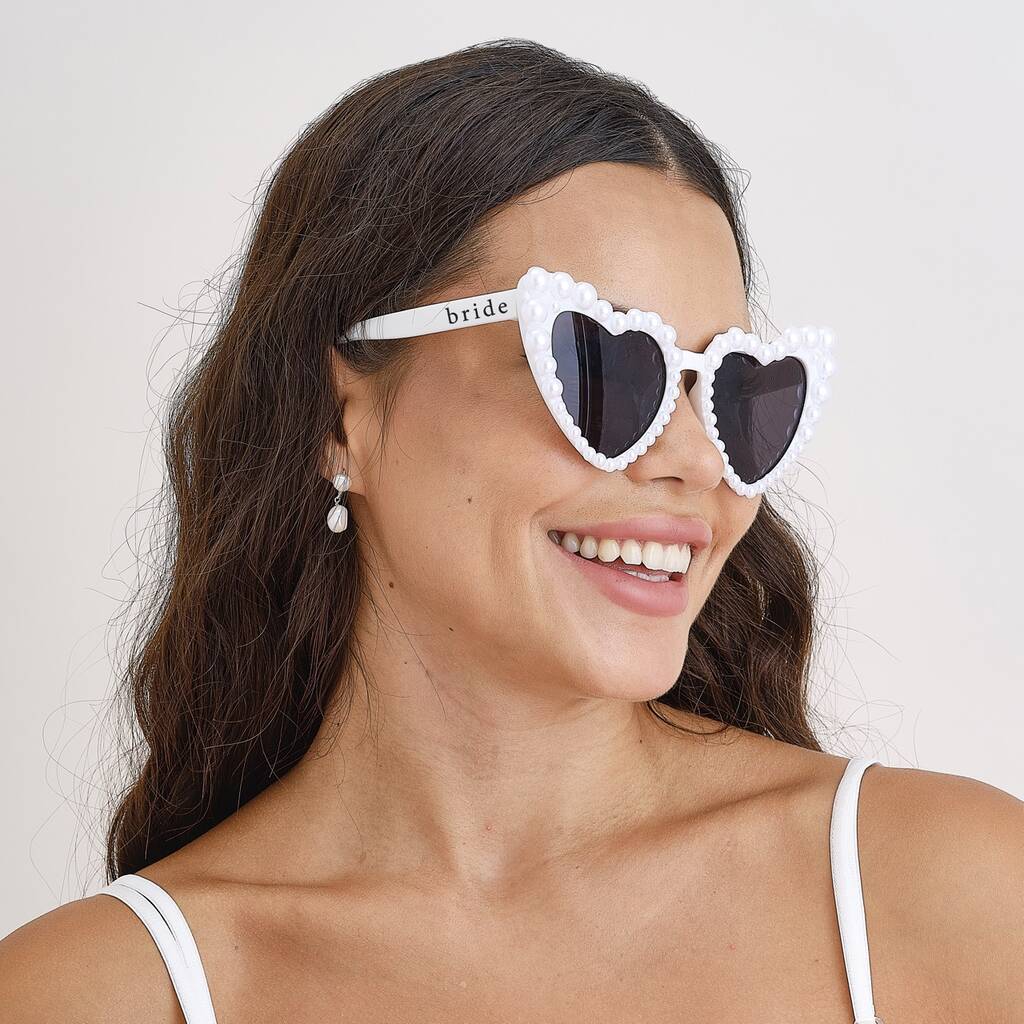 Sparkle Look Into Your Heart|women's Uv400 Heart-shaped Sunglasses - Bling  Pearl Sun Glasses