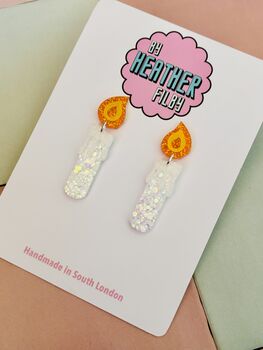 Candle Glitter Christmas Earrings / Festive Jewellery / Classic Holiday Jewellery / Christmas Letterbox Gift, 3 of 6