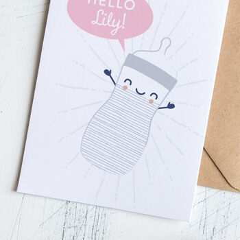 Personalised New Baby Card With Milk Bottle, 2 of 3
