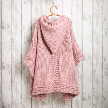 Hooded Poncho Blanket Easy Knitting Kit, 3 of 12