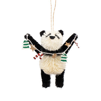 Christmas Bristle Panda Decoration, 13cm, 2 of 2