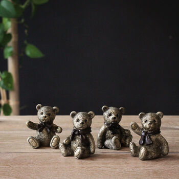 Gold Bear Ornaments Set Of Four, 2 of 7