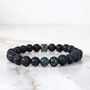 Men's Emerald And Lava Bead May Birthstone Bracelet, thumbnail 3 of 11