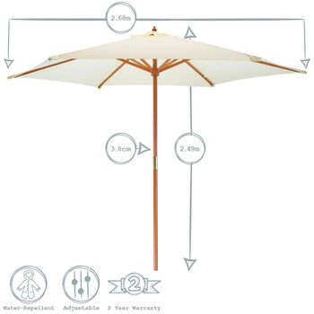 Garden Parasol With Wooden Frame, 9 of 10
