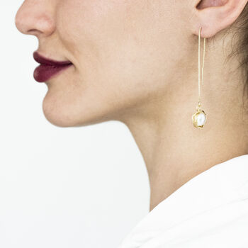 Hand Wrapped Fresh Water Pearl Long Chain Drop Earrings, 2 of 7