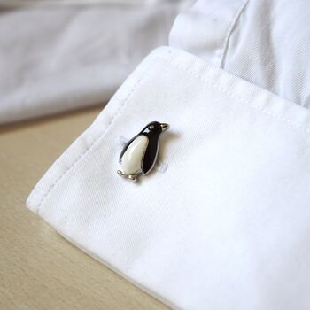 Silver Penguin Cufflinks Gift 316 L Stainless Steel Elegant Playful Design, 3 of 5