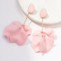 Baby Pink Hand Painted Large Petal Drop Earrings, thumbnail 1 of 3