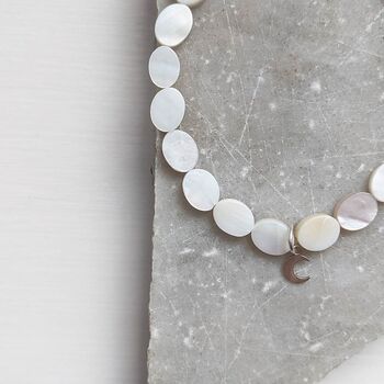 Flat Shell And Moon Charm Bracelet, 2 of 6