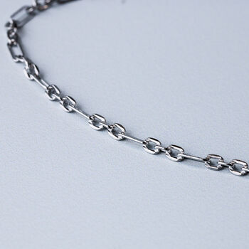 Sterling Silver Rectangle Link Chain Anklet, 3 of 4