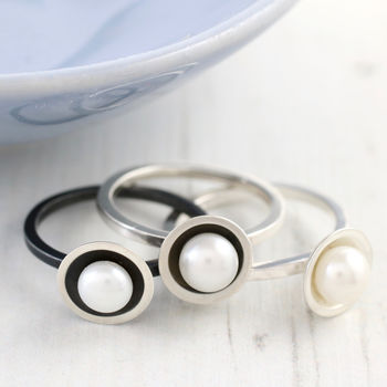Dainty Pearl Ring. Stacking Rings, 2 of 12