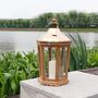 Wood Decorative Lantern Candle Holder With Glass Panels, thumbnail 5 of 6