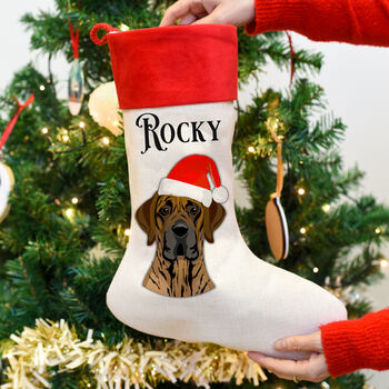 Personalised Santa Dog Christmas Stocking, 2 of 12