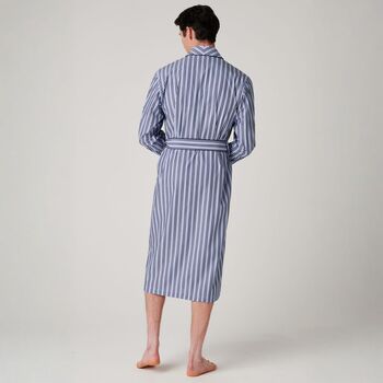 Men's 'Navy Spark' Stripe Crisp Cotton Robe, 4 of 5