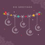 Eid Greetings Card Mauve Hanging Crescents, thumbnail 2 of 2