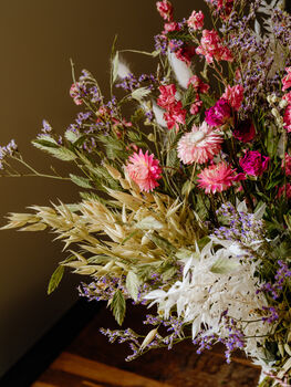 Dried Flower Bouquet Pink And White, 3 of 3