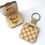 Personalised Yellow Checkered Print Mirror Keyring, thumbnail 1 of 6