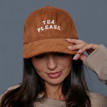 Tea Please Slogan Cord Cap, 4 of 5