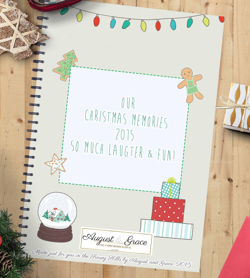 personalised christmas journal memory notebook 'cheer' by august