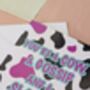 Pat Butcher Quote Card – “You’re A Cow, A Gossip, And A Slapper” – Cow Print A5, thumbnail 3 of 3