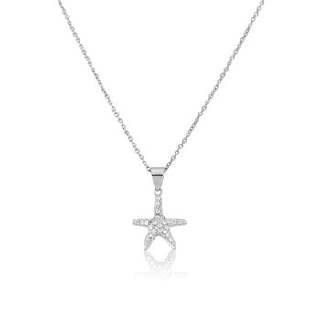 Maddalena Silver And Cubic Zirconia Starfish Necklace, 3 of 5