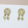 Sparkly Gold Dreamcatcher Dangle Stud Earrings, thumbnail 1 of 3