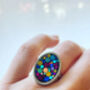 Super Sparkly Adjustable Disco Ring Hand Made Oval, thumbnail 2 of 8