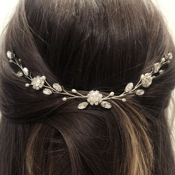 Crystal And Pearl Delicate Wedding Hair Vine Thea, 5 of 10