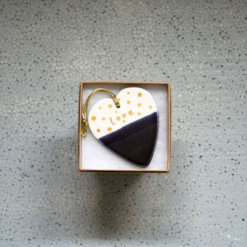 Ceramic Hanging Purple Love Heart Decoration, 2 of 3
