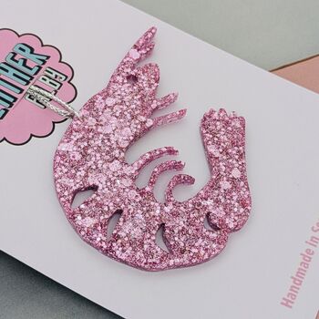 Pink Shrimp Glitter Resin Christmas Tree Decoration, 3 of 4