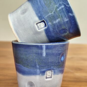 Espresso Tumbler 9th Traditional Wedding Anniversary Gift Blue Mug, 4 of 8