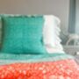 Handmade Quilted Block Print Ruffle Cushion, thumbnail 4 of 4