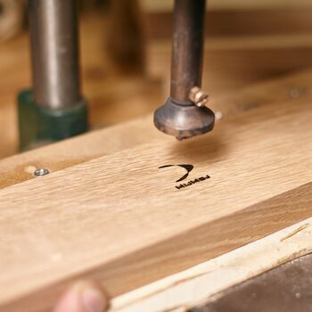 Solid Oak Floating Picture Ledge Shelf Made To Measure With Carved Text, 10 of 10