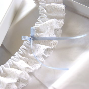 Audrey 'Something Blue' White Wedding Garter, 7 of 10