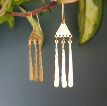 'Tempest Imbrem' Ethical Hand Beaten Brass Earrings, 2 of 4