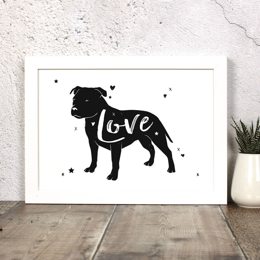 Staffordshire Bull Terrier 'Love' Print By Well Bred Design ...